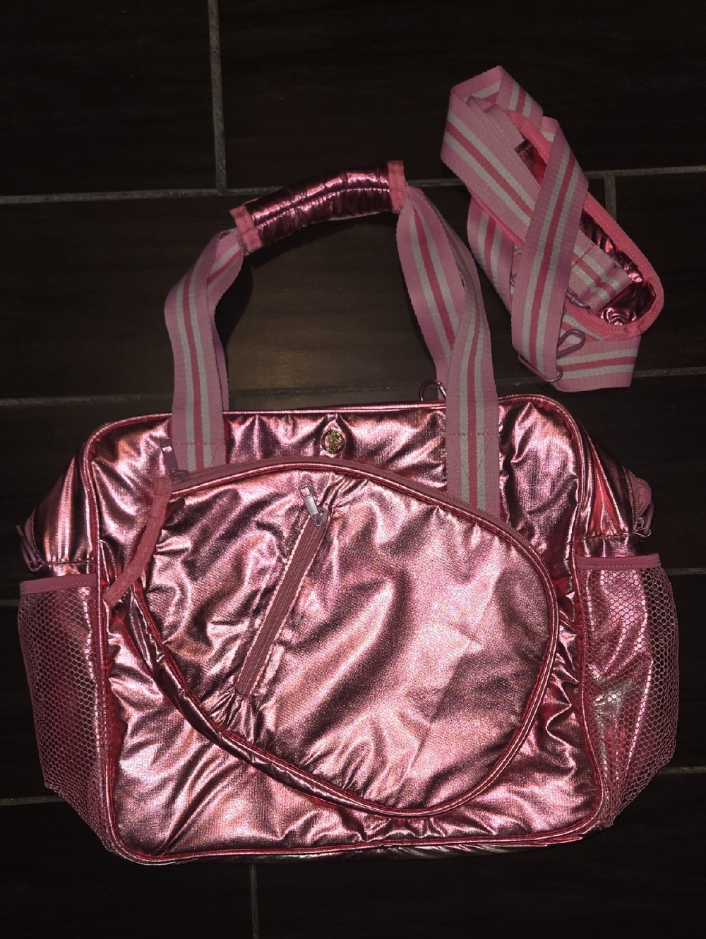 Simply Southern Metallic Pink Pickleball Travel Tote NWOT - Picture 2 of 7